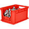 Eurobox EF 4220 F1, 20,4 l, hasta 15 kg, pared frontal cerrada y semiabierta, asas pasantes, apilable, L 400 x A 300 x A 200 mm, PP reciclado, rojo