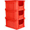 Eurobox EF 4220 F1, 20,4 l, hasta 15 kg, pared frontal cerrada y semiabierta, asas pasantes, apilable, L 400 x A 300 x A 200 mm, PP reciclado, rojo