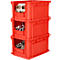 Eurobox EF 4220 F1, 20,4 l, hasta 15 kg, pared frontal cerrada y semiabierta, asas pasantes, apilable, L 400 x A 300 x A 200 mm, PP reciclado, rojo