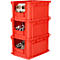 Eurobox EF 4220 F1, 20,4 l, jusqu'à 15 kg, paroi frontale fermée &amp; semi-ouverte, poignées traversantes, empilable, L 400 x l 300 x H 200 mm, PP recyclé, rouge