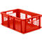 Eurobox serie EF 6221, van PP, inhoud 43,5 l, geperforeerde wanden, rood, open handgreep