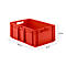 Eurocontenedor EF 6240, PP, ancho 600 x fondo 400 x alto 240 mm, volumen 47,5L, paredes sólidas, rojo, asas abiertas