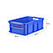 Euronorm bak EF 6220 SK, zonder deksel, met stofklep, 43,5 l, blauw