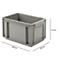 Gray plastic box, 300 x 200 x 170 mm, with side handles and dimension measurements.