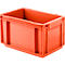 Orange plastic box with a rectangular shape and handles.