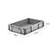Grey storage box, dimensions: 600x400x120mm. Plastic container, with handle, for storage.