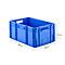 Blue storage box with handles and dimensions: 600 x 400 x 270 mm.