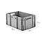 Gray plastic box with handles, dimensions: 600 x 400 x 270 mm.