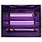 Organisateur violet à quatre tiroirs dans un cadre blanc.