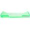 Une pièce en plastique transparente vert clair avec des côtés en angle et une section centrale rectangulaire.