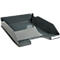 Plateau en plastique gris. Forme rectangulaire, un côté ouvert.