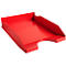 Plateau rouge avec découpe ondulée et bord relevé.