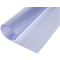 Blauw-transparante, opgerolde folie op witte achtergrond. Een logo in de rechter benedenhoek.