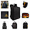 Sac à dos noir avec compartiments internes. L'inscription EXACOMPTA est dorée. Le sac est présenté sous différents angles.