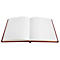 Open rood notitieboek met lege witte pagina's op witte achtergrond.