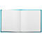 Open notitieboek met blanco witte pagina's, helderblauwe kaft.
