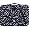 Sacoche pour ordinateur portable noire avec motif de vagues blanches. Fermeture éclair, poignée de transport et logo.