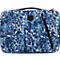 Sacoche pour ordinateur portable bleue avec motif camouflage, fermeture éclair et poignée noirs.