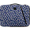 Sacoche pour ordinateur portable bleu avec motif de feuilles de ginkgo et fermeture éclair noire.