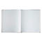 Carnet blanc ouvert, pages vierges. Le livre est posé sur un fond blanc.