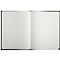 Carnet ouvert avec des pages blanches vierges. Couverture noire.