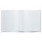 Un cahier ouvert et vierge avec une couverture rose clair. Les pages sont blanches.