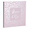 Livre rose clair avec motif de feuilles argentées et l'inscription "Livre d'Or".