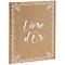 Livre brun avec bordure florale blanche et l'inscription 'Livre d'Or'.