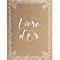 Livre brun avec cadre floral blanc et 'Livre d'Or' en écriture cursive.