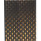 Fond noir avec motif doré en forme d'éventail. Couverture avec un design géométrique.