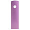 Panneau de porte violet avec trou rond, bord supérieur arrondi et logo en relief.