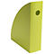 Hellgrüner Zeitschriftenhalter mit rundem Loch und abgerundeter Ecke, freigestellt.