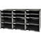 Organisateur de bureau modulaire gris avec 12 compartiments pour documents, lettres ou fournitures de bureau.