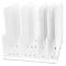 Porte-documents blanc avec plusieurs compartiments. Chaque compartiment a une surface côtelée.