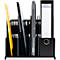 Organisateur de documents noir avec chemise jaune, ordinateur portable et classeur. Inscription EXACOMPTA.