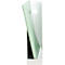 Mug angulaire et lumineuse avec paroi interne vert clair et évidement. Base blanche en dessous. Inscription sur la paroi interne.