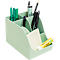 Porte-stylos vert clair avec divers stylos, crayons et post-it. "NYX MARKER" écrit sur le porte-stylos.
