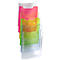 Porte-brochures mural multicolore empilé en différentes couleurs, sur fond blanc.