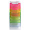 Organiseur mural multicolore avec cinq compartiments. Transparent en haut, puis rose, orange, vert et clair.
