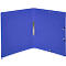 Blue, open binder with metal mechanism. The inside has holes for filing documents.