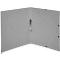 Opened gray folder with metal ring mechanism. Punched holes for the sheets.
