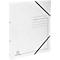 White file folder with elastic band, text fields and EXACOMPTA logo. Black band diagonally across the front.
