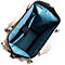 Hellbeiger Rucksack, Blick ins Innere, blaue Fächer.