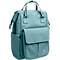 Sac à dos turquoise avec poignée et rabat. Poches sur le côté et à l'avant. Petit logo en bas à droite.