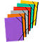 Several colorful document folders with elastic band, numbered.