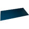 Papier rectangulaire bleu, vue en perspective sur fond blanc.