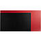 Base rectangulaire noire recouverte d'un rectangle rouge.