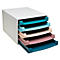 Multicolor papieren lade met 5 laden.