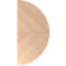 A half-round, light wooden table, with wood grain, divided into two by a fine line.
