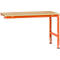 Orange workbench table with light brown tabletop, standing alone on white background.
